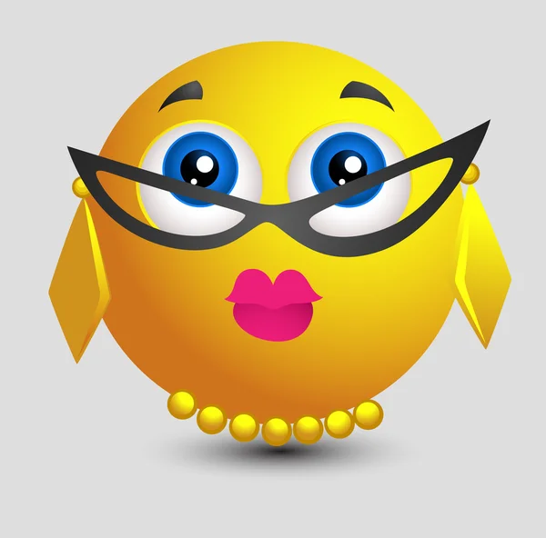 Teacher Look Emoji Smiley Lady — Stock Vector