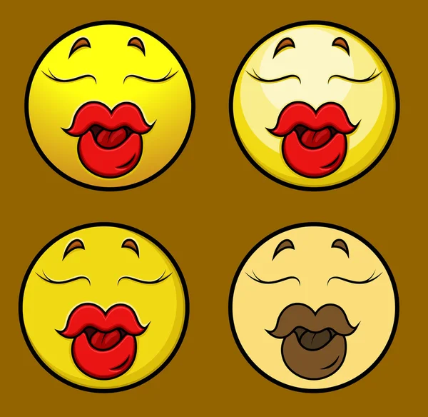 Seduzindo Lábios Sexy Emoji Smiley Emoticon —  Vetores de Stock