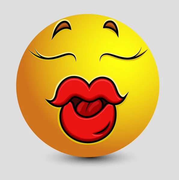Lábios de gota Emoji Smiley Emoticon — Vetor de Stock