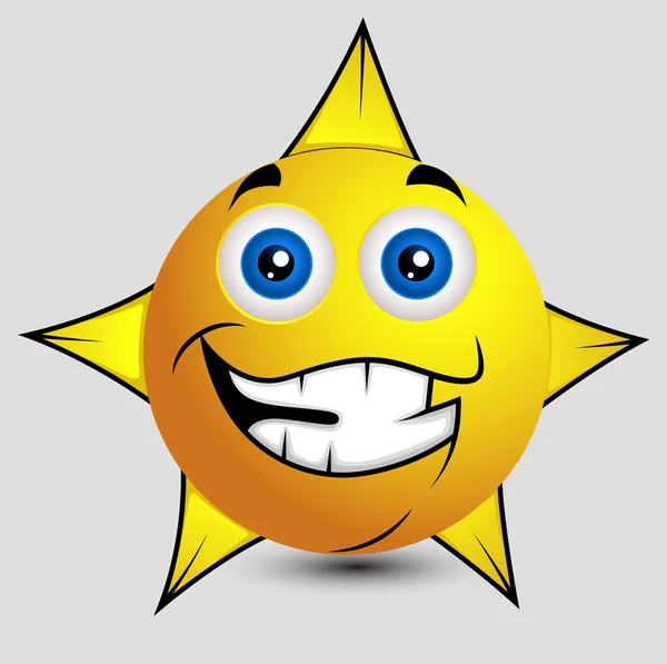 Allegro Star Smiley Vector — Vettoriale Stock