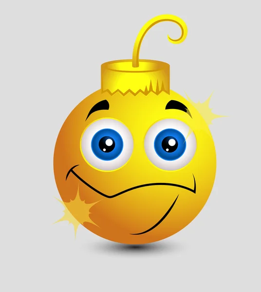 Dourado Xmas Bauble Emoticon —  Vetores de Stock