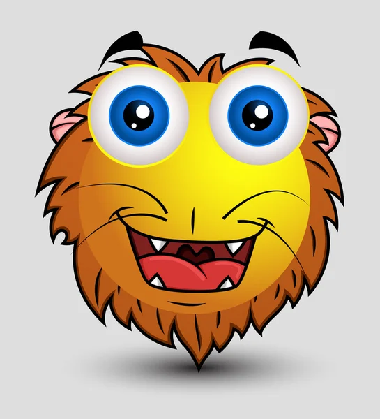 Смешные милый Лев Emoji смайлик смайлик — стоковый вектор