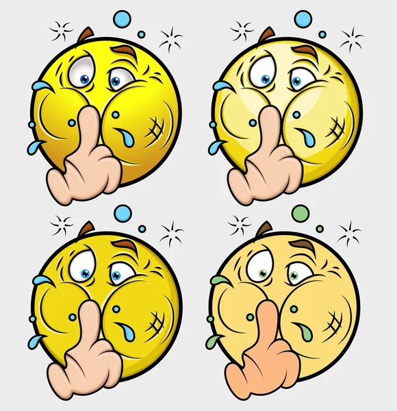 Doigt sur la bouche Emoji Smiley Emoticon — Image vectorielle