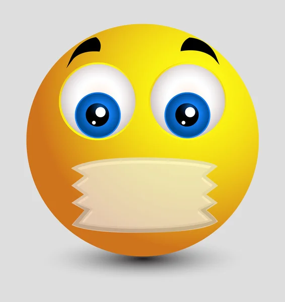 Nastro adesivo sulla bocca Emoji Smiley Emoticon — Vettoriale Stock