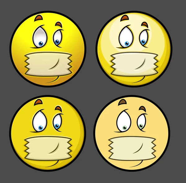 Cinta silenciosa en la boca - Emoticon Set de dibujos animados — Archivo Imágenes Vectoriales