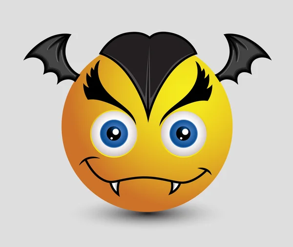 Niedlich, aber böse Vampir Fledermaus Emoji Smiley Emoticon — Stockvektor