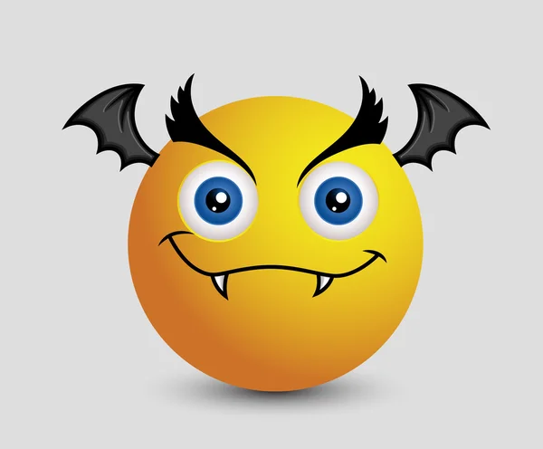 Kötü Cadılar Bayramı yarasa vampir Emoji Smiley ifade — Stok Vektör