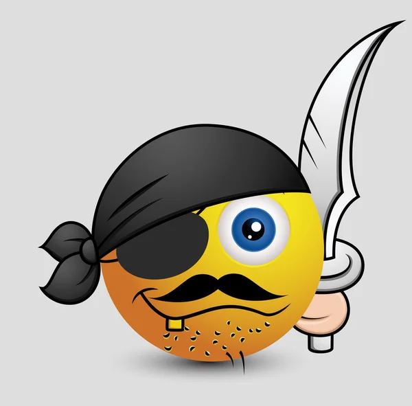 Capitão pirata Emoji Smiley Emoticon — Vetor de Stock