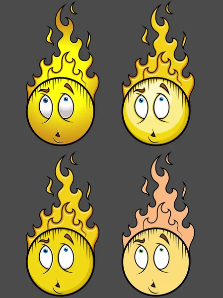 Burning Head Set sorridente — Vettoriale Stock