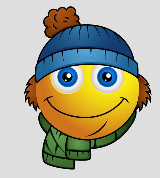 Saison d'hiver - Mignon dessin animé Emoji Smiley Emoticon — Image vectorielle