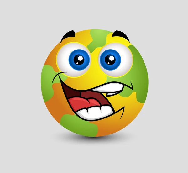 Emoticono de tierra feliz divertido — Vector de stock