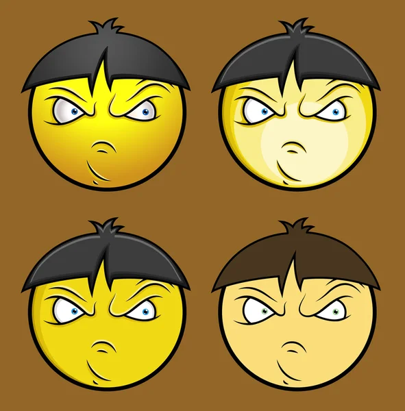 Angry Chinese Boy Emoji Smiley Emoticon — Stock Vector