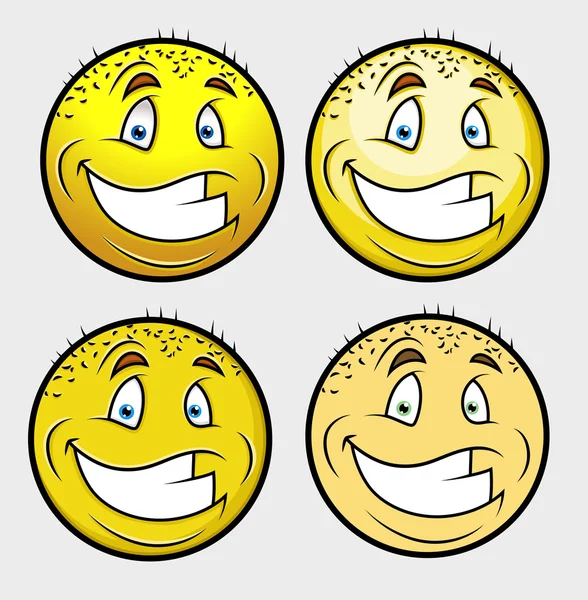 Веселый векторный набор лысых улыбок — стоковый вектор