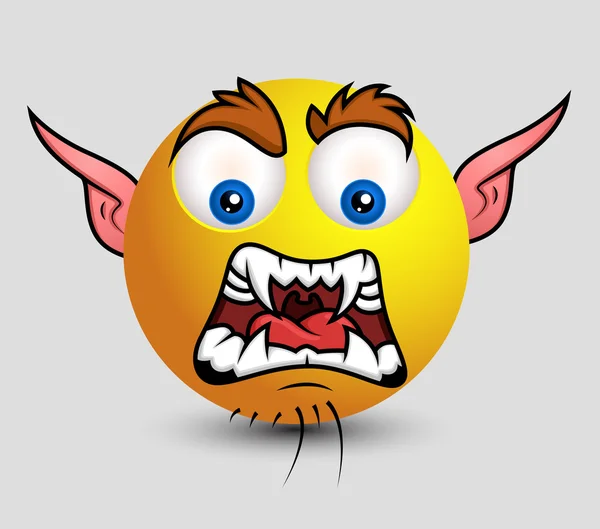 Goblin pemarah Emoji Smiley Emoticon - Stok Vektor