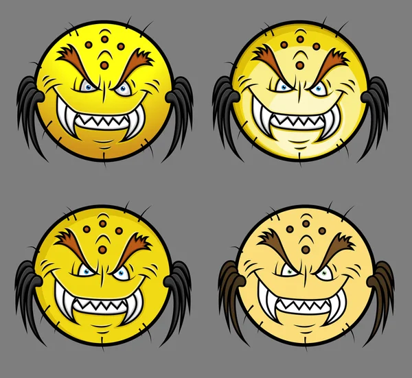 Verschrikkelijk Goblin Monster Smiley Set — Stockvector