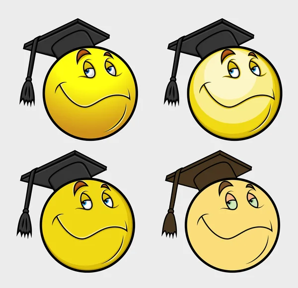 Graduate Smiley Vector Set — Stock Vector