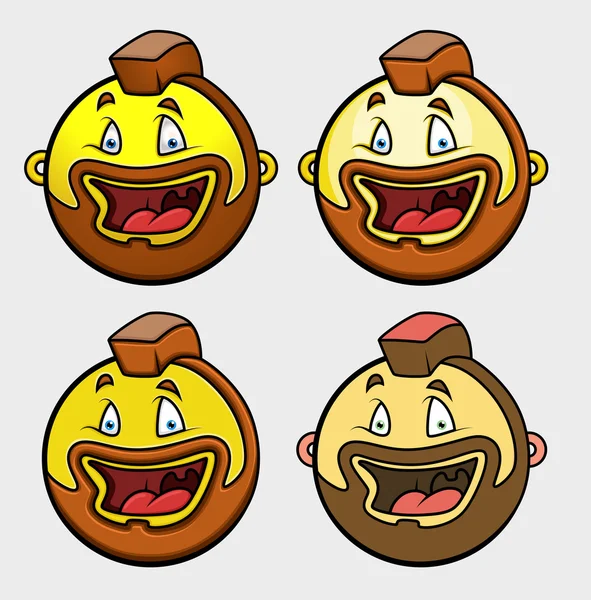 Laughing Biker Emoticon Set — Stock Vector