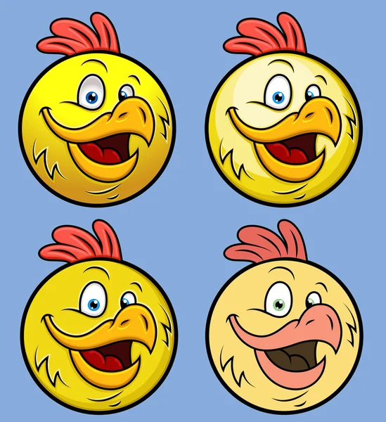 Rooster Smiley Set — Stock Vector