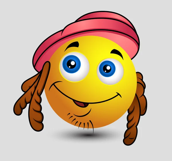 Emoticono hippy emoji sonriente — Vector de stock