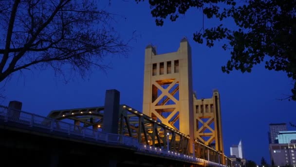 Тауэрский мост в Сакраменто — стоковое видео