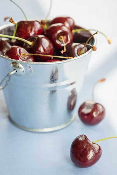 Cherries in a Bucket — Stock Photo, Image