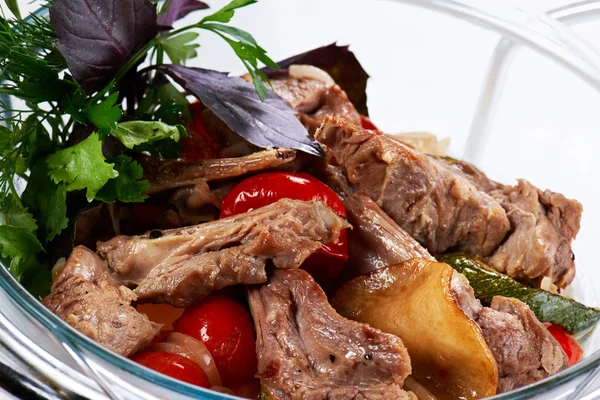 Braised Meat Ribs with Vegetables — Stock Photo, Image