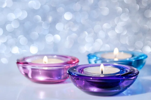 Christmas Candles on a blurred background Stock Picture