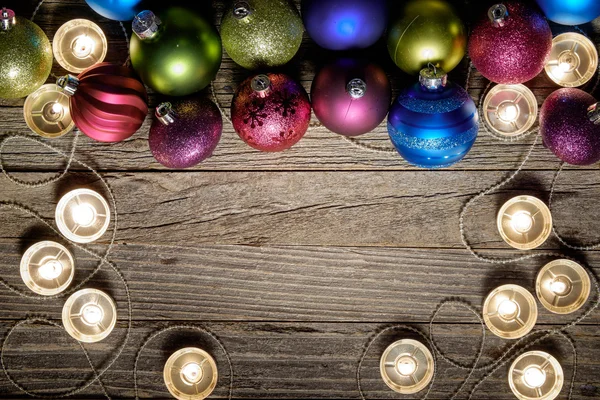 Christmas gränsar Design på en trä bakgrund Royaltyfria Stockfoton