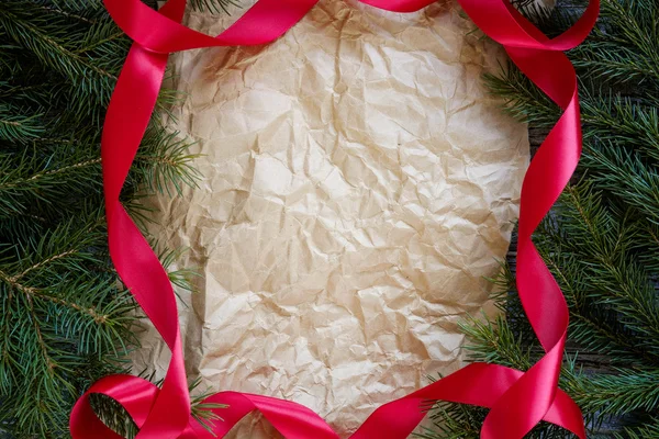 Christmas Tree Branches Frame Paper — Stock Photo, Image