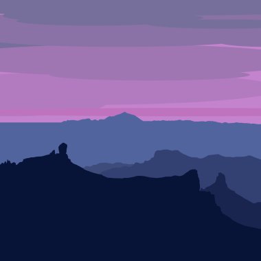 Gran Canaria - resimli Pico de Las Nieves üzerinden günbatımı