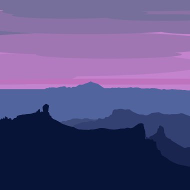 Illustrated Gran Canaria - sunset from Pico de Las Nieves clipart