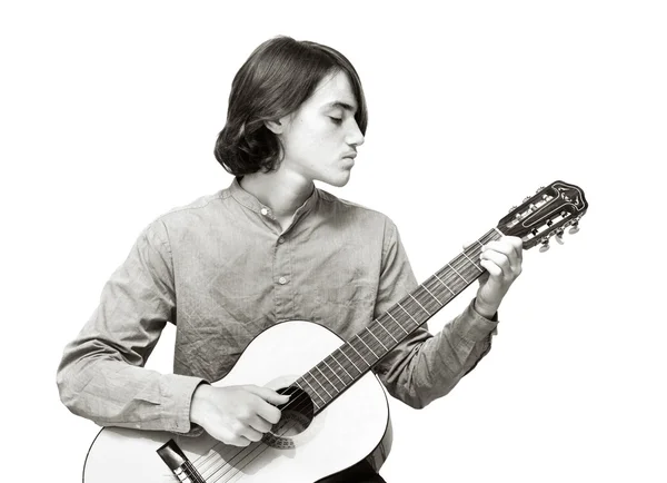 Portrait of teen boy with long surfer haircut — Stock Photo, Image