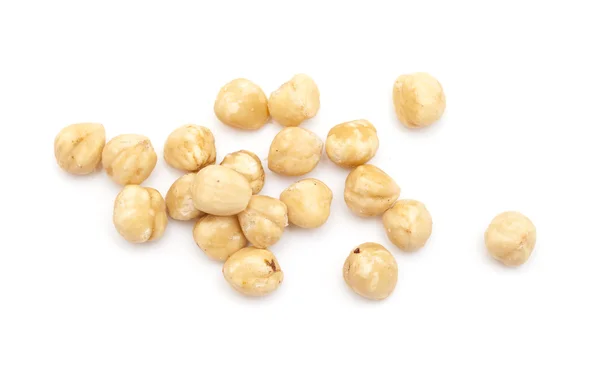 Handful of shelled hazelnuts isolated on white — Stock Photo, Image