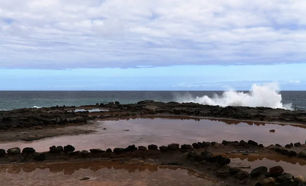 Gran Canarias Norra Kust Lavafält Banaderos Området Grå Strukturerad Lava — Stockfoto