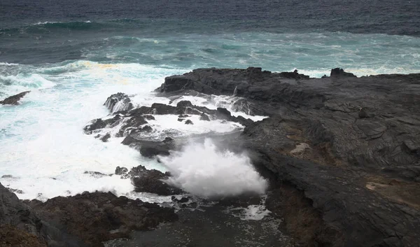 Nordküste Gran Canarias Lavafelder Banaderos Gebiet Graue Strukturierte Lava Vom — Stockfoto