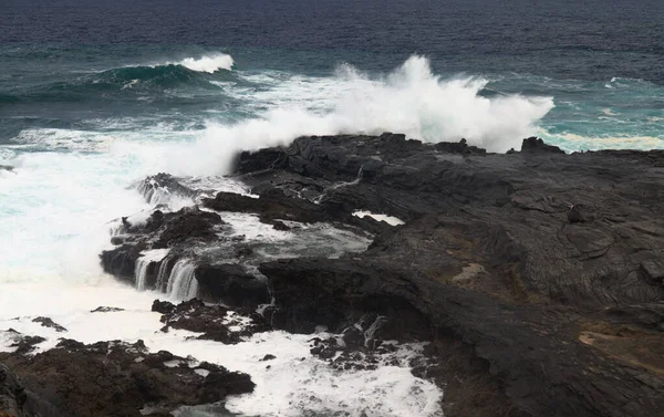 Costa Settentrionale Gran Canaria Campi Lava Della Zona Banaderos Lava — Foto Stock