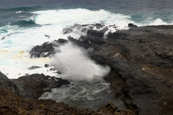 Severní Pobřeží Gran Canaria Lávová Pole Banaderos Oblasti Šedá Texturovaná — Stock fotografie