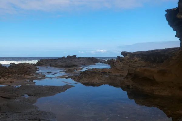 Noordkust Van Gran Canaria Lavavelden Van Banaderos Gebied Grijze Lava — Stockfoto