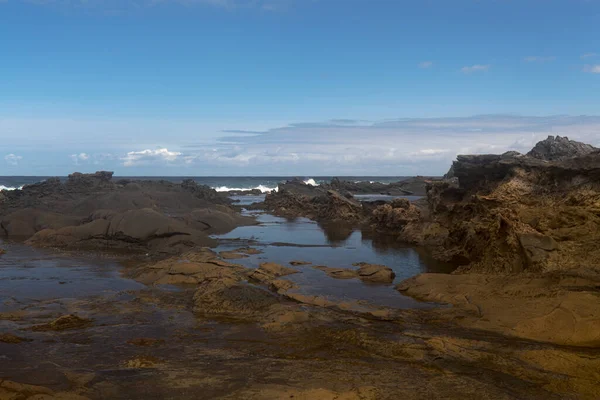 Noordkust Van Gran Canaria Lavavelden Van Banaderos Gebied Grijze Lava — Stockfoto