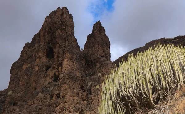 Gran Canaria Landscapes Hiking Route Ravive Barranco Hondo Deep Ravine — Stock Photo, Image