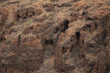 Büyük Kanarya, adanın güney kısmındaki Barranco del Toro 'nun çevresindeki yürüyüş rotası boyunca uzanan manzaralar, San Agustin tatil köyüne yakın mağaralar ve mağaralarla dolu.