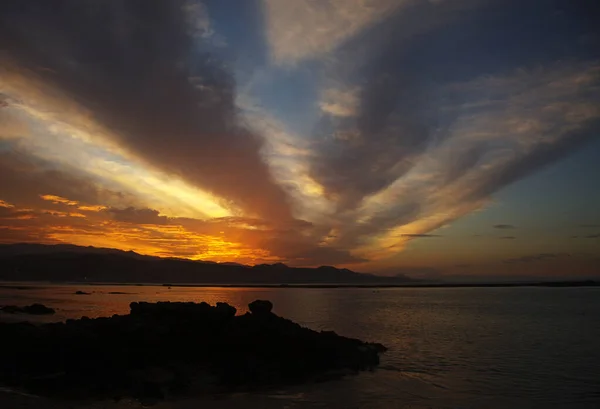 Prachtige Zonsondergang Boven Het Strand Van Las Canteras Las Palmas — Stockfoto