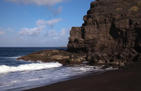Correu Canaria Praia Areia Vulcânica Escura Playa Guayedra Município Agaete — Fotografia de Stock