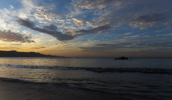 Hermosa Puesta Sol Sobre Playa Las Canteras Las Palmas Gran — Foto de Stock