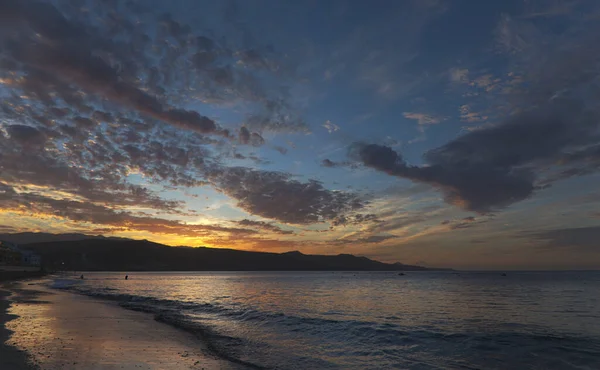 Vacker Solnedgång Över Stranden Las Canteras Las Palmas Gran Canaria — Stockfoto