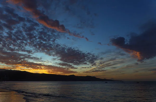 Hermosa Puesta Sol Sobre Playa Las Canteras Las Palmas Gran —  Fotos de Stock