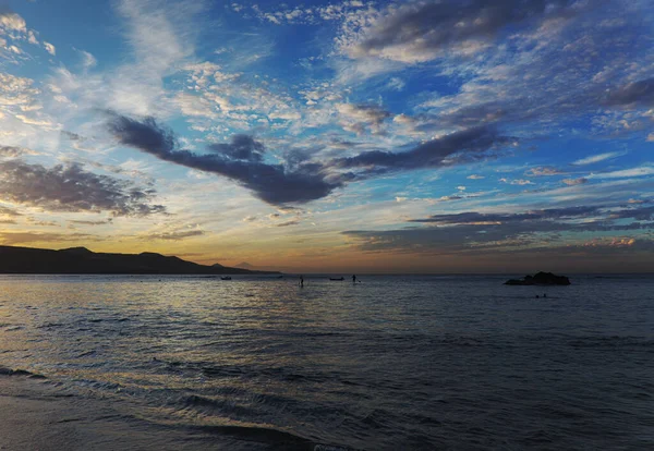 Prachtige Zonsondergang Boven Het Strand Van Las Canteras Las Palmas — Stockfoto