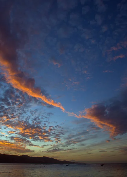 Belo Pôr Sol Sobre Praia Las Canteras Las Palmas Gran — Fotografia de Stock