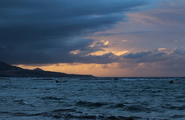 Krásný Západ Slunce Nad Pláží Las Canteras Las Palmas Gran — Stock fotografie