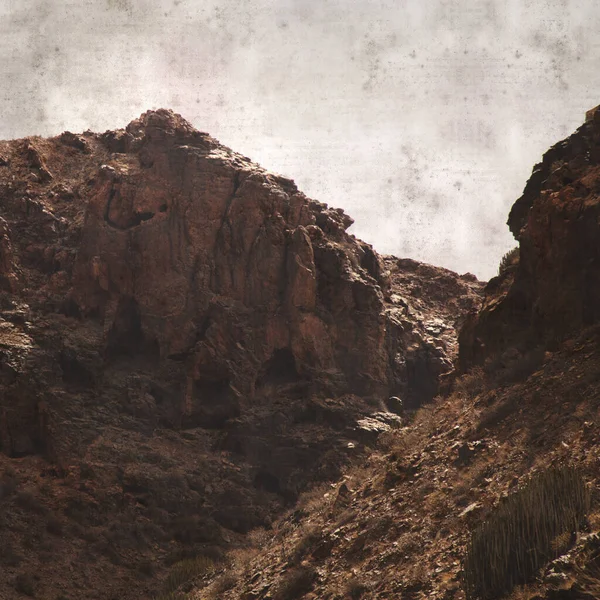 Стилістичне Тло Старовинного Паперу Ландшафтом Gran Canaria Глибокого Ущелини Barranco — стокове фото
